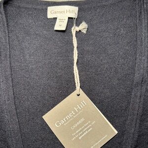 Garnet Hill 100% Cashmere Wrap Sweater Top NWT Size M Black Ballet Tie Knit Lux